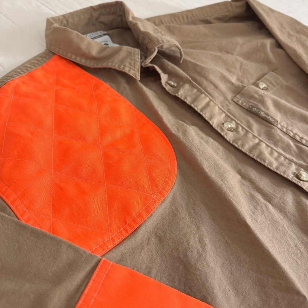 Columbia Hunting Men's Shooting Shirt LARGE  RH Khaki‎ Blaze Orange - Picture 3 of 8